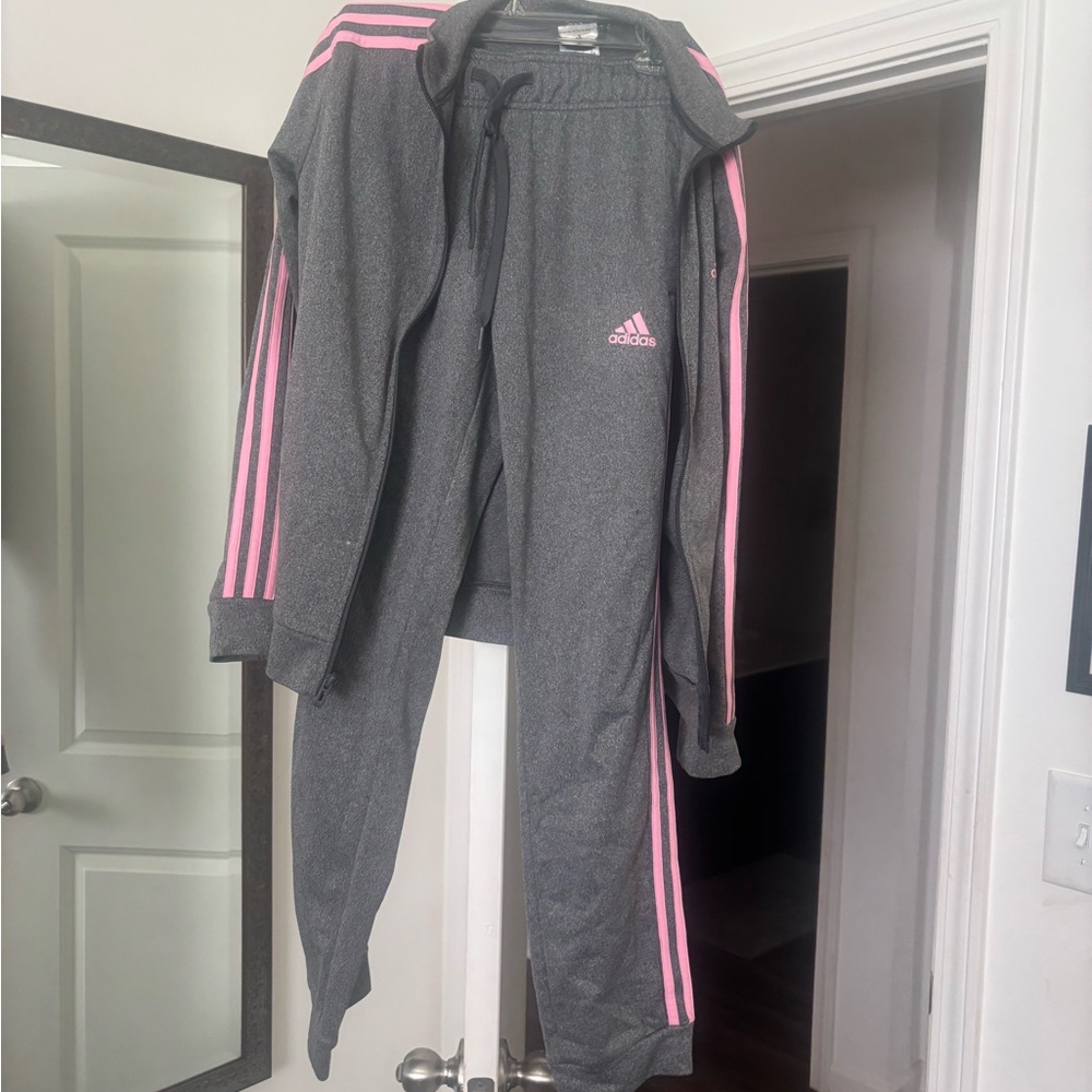 Adidas Charcoal and Pink Athletic Set